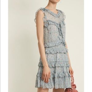 Ruffle Trimmed Silk Chiffon Dress